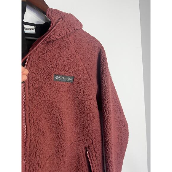 Columbia CSC Sherpa Fleece Hooded Jacket Size Medium in Beetroot - Picture 2 of 6